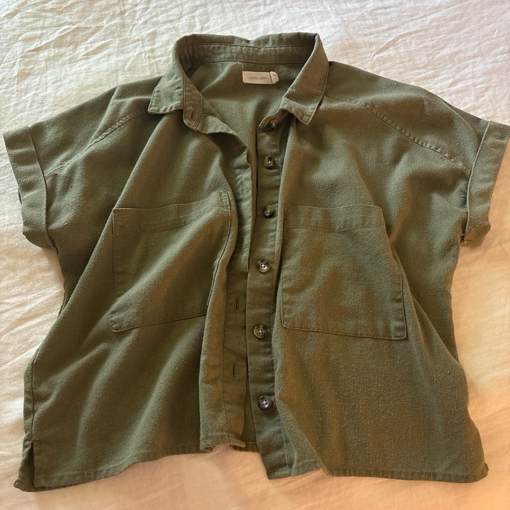 Olive Green Button-Up Shirt